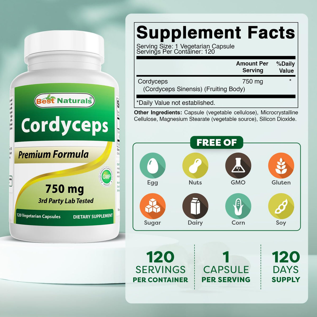 Gélules de Best Naturals à base de Cordyceps Sinensis