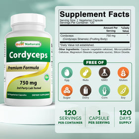 Gélules de Best Naturals à base de Cordyceps Sinensis