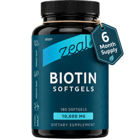 Gélules de Biotine 10000 mcg Zeal Naturals, vue de face