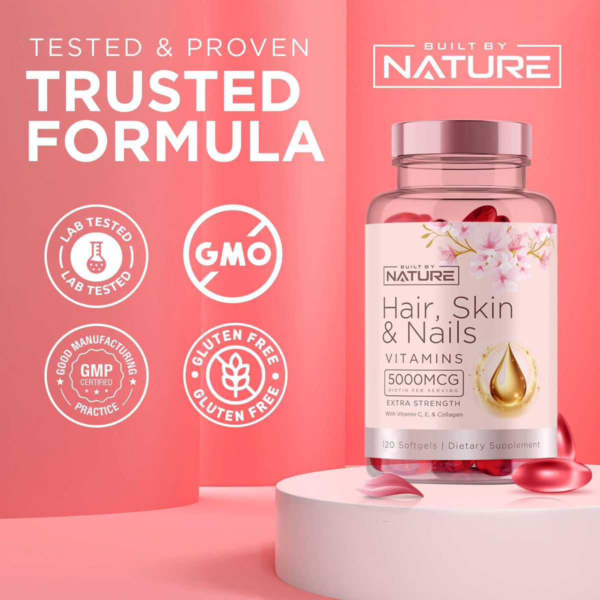 Gélules de biotine de 5000mcg pour cheveux et peau