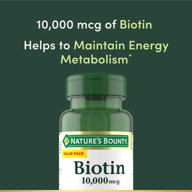 Gélules de Biotine Nature's Bounty sur fond blanc