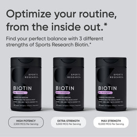 Gélules de biotine Sports Research, mise en situation sur une table