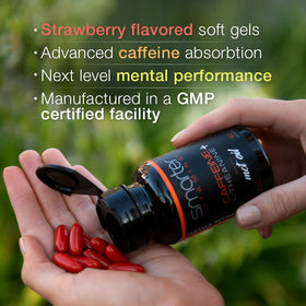 Gélules de caféine SmarterVitamins montrant leur format pratique