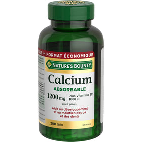 Gélules de Calcium 1200mg + Vitamine D3 1000UI Nature's Bounty