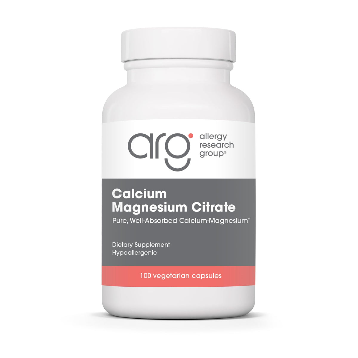 Gélules de Calcium Magnésium Citrate d'Allergy Research Group, vue avant