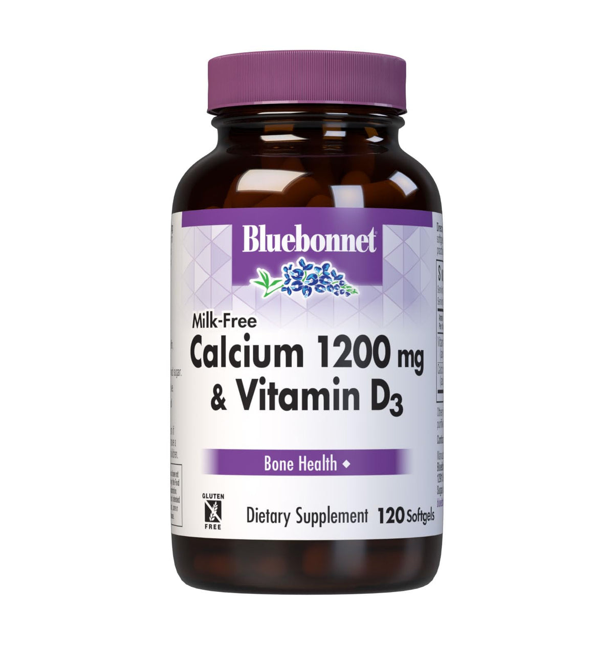 Gélules de Calcium sans lait BlueBonnet 1200 mg et D3 400 UI - Vue avant