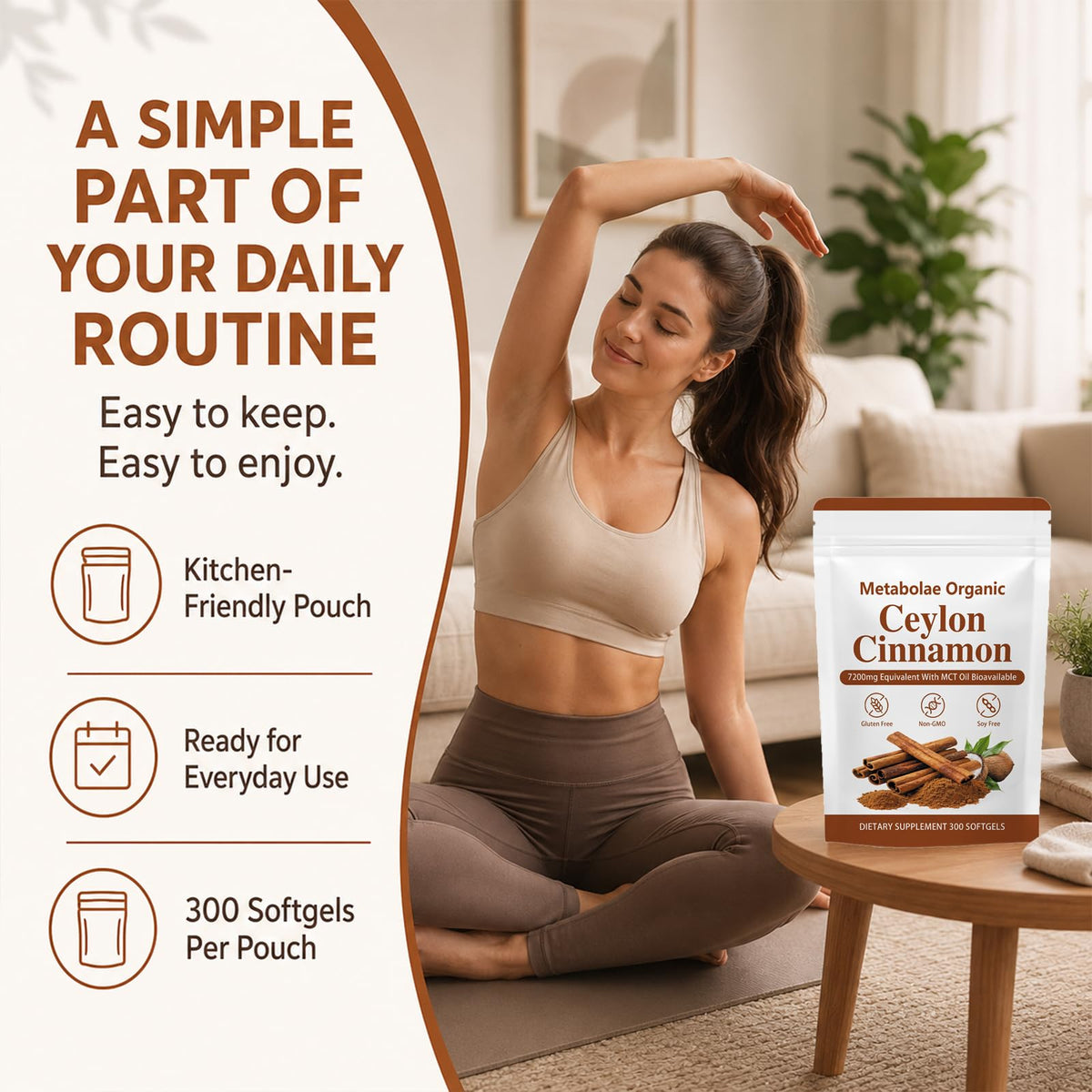 Gélules de cannelle de Ceylan a balanced routine sur une table