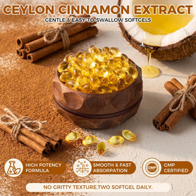 Gélules de cannelle de Ceylan Aolbtrfb ouvertes montrant le contenu