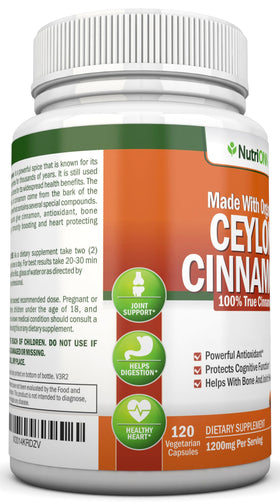 Gélules de cannelle de Ceylan bio NutriONN sur une table