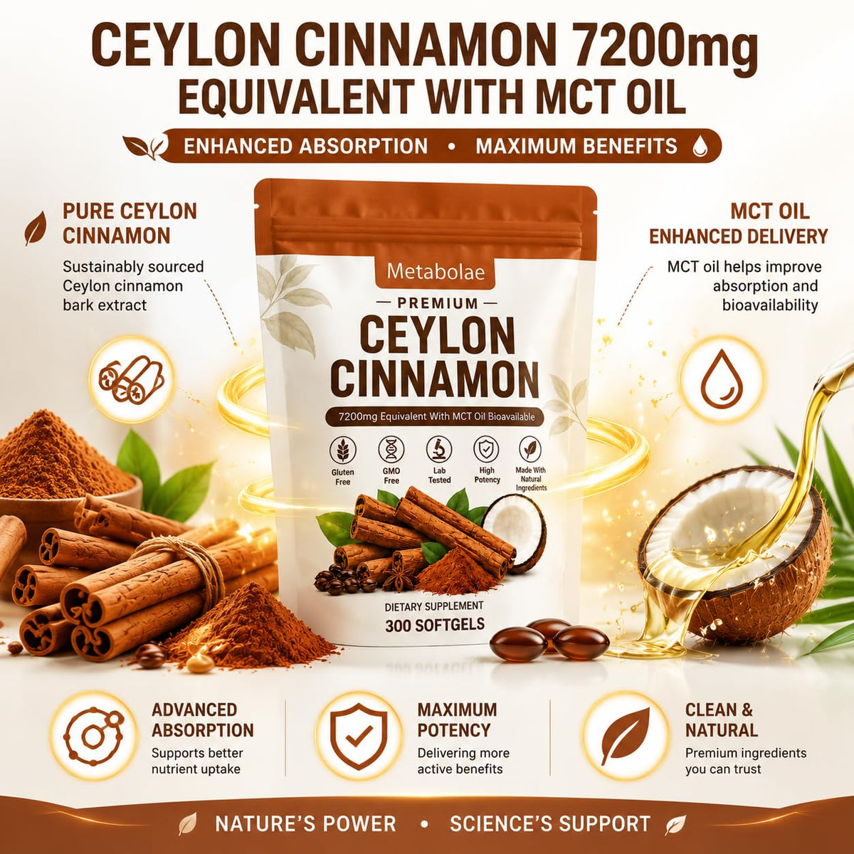 Gélules de cannelle de Ceylan Lumine Organics sur table