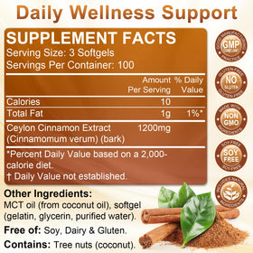 Gélules de cannelle de Ceylan Nature's live sur une table