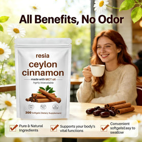 Gélules de Cannelle de Ceylan RESIA, étiquette avec informations nutritionnelles