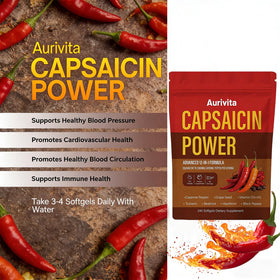 Gélules de Capsaïcine Aurivita montrant la composition des ingrédients