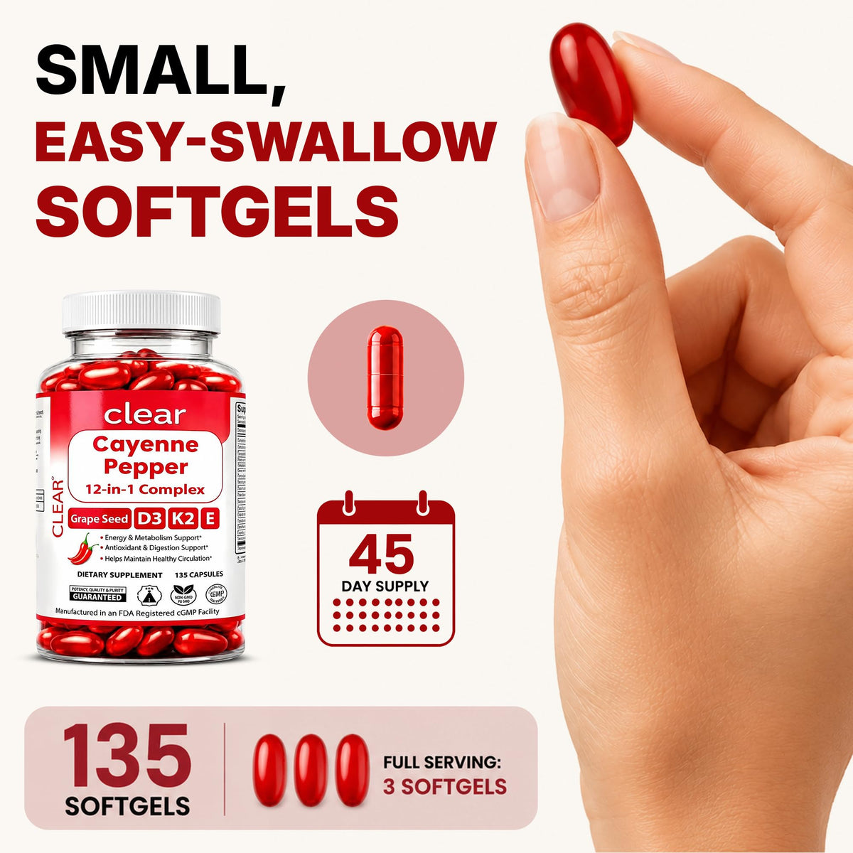 Gélules de Cayenne Clear Probiotics avec des fruits et des épices