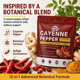 Gélules de cayenne Suiyilary avec une cuillère en bois