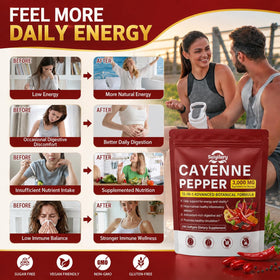 Gélules de cayenne Suiyilary sur une table en bois