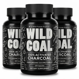 Gélules de charbon actif Wild Foods, flacon de 120 capsules