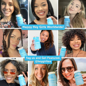Gélules de cheveux Hey Girl Tea avec ingrédients naturels en arrière-plan