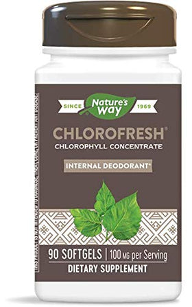 Gélules de Chlorofresh Nature's Way sur une surface blanche