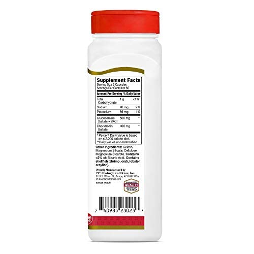 Gélules de chondroïtine 21st Century avec bouteille ouverte