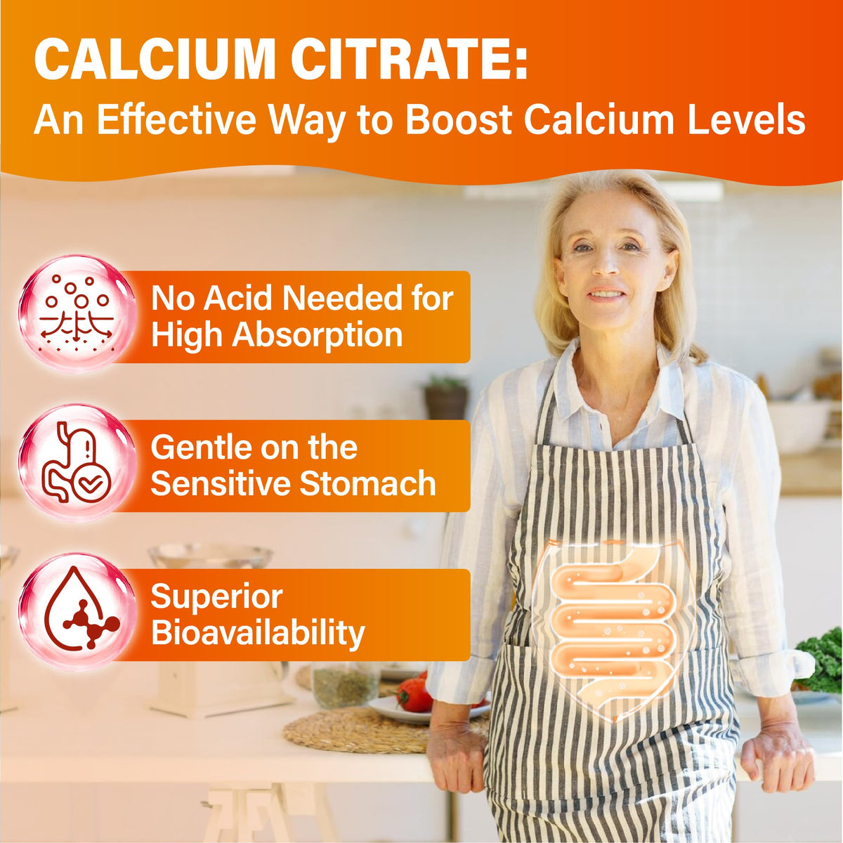 Gélules de citrate de calcium Edmmyliy sur un fond blanc