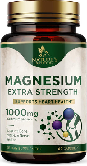 Gélules de citrate de magnésium Nature's Nutrition 1000mg, vue de face