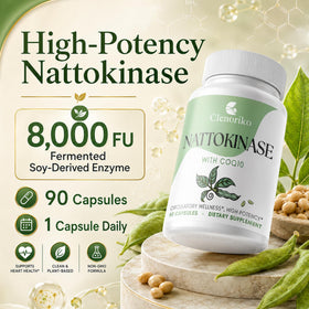 Gélules de Clenoriko Nattokinase 8000 FU sur fond blanc