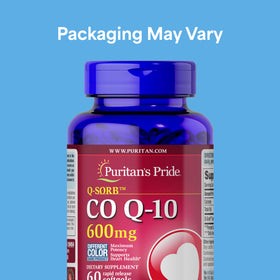 Gélules de Coenzyme Q10 Puritan's Pride sur fond blanc