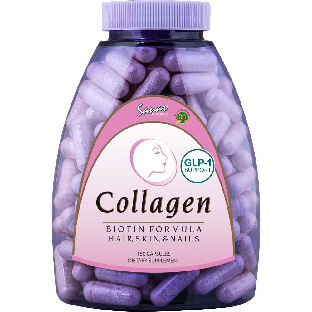 Gélules de collagène Sanar Naturals avec biotine et vitamine C vue de face