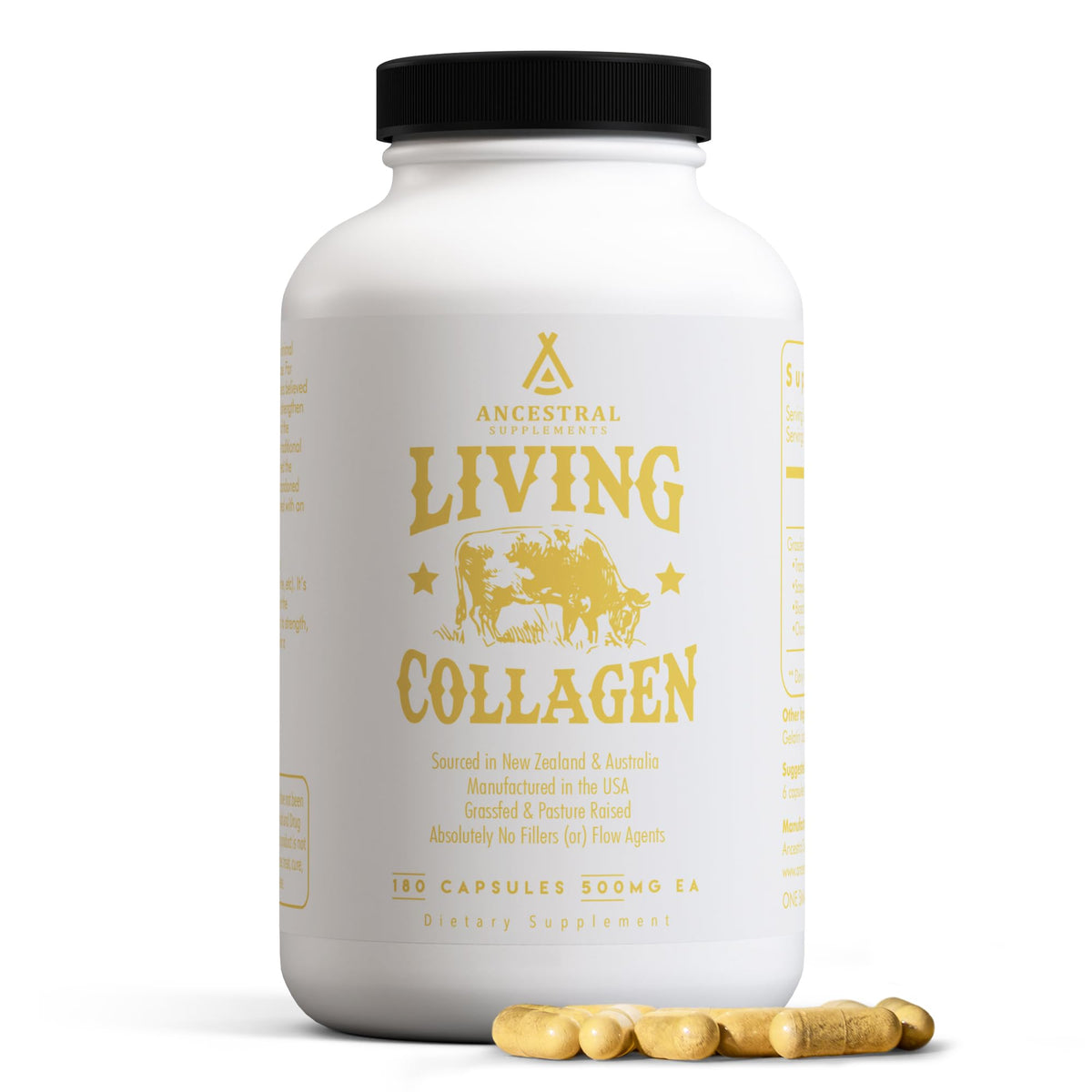 Gélules de collagène vivant Ancestral Supplements avec emballage