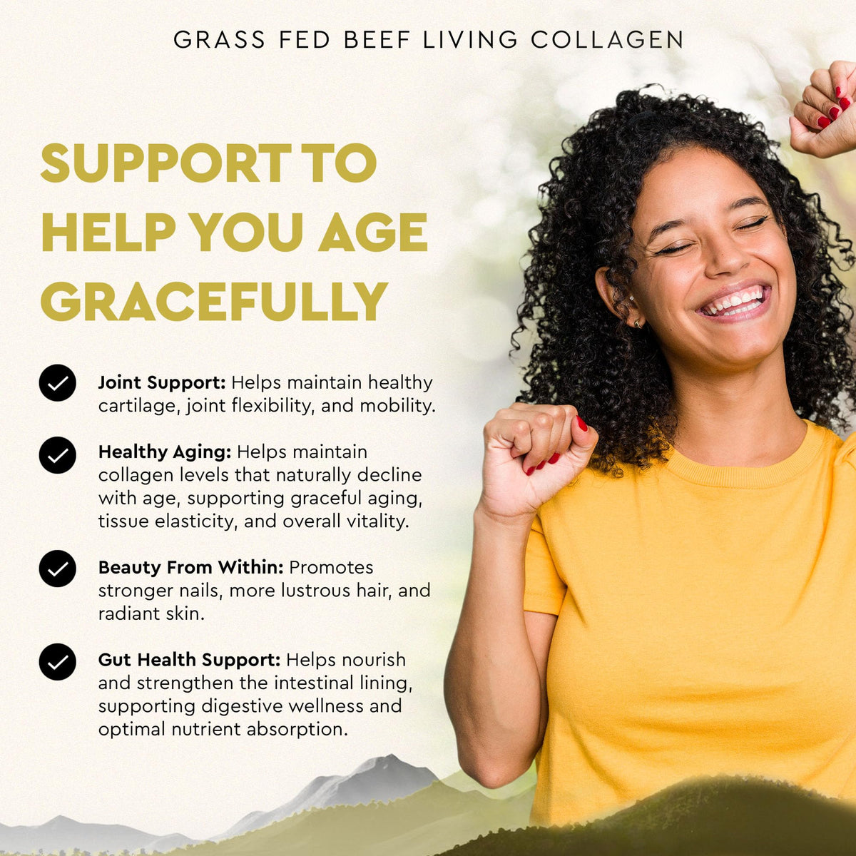 Gélules de collagène vivant Ancestral Supplements avec smoothie