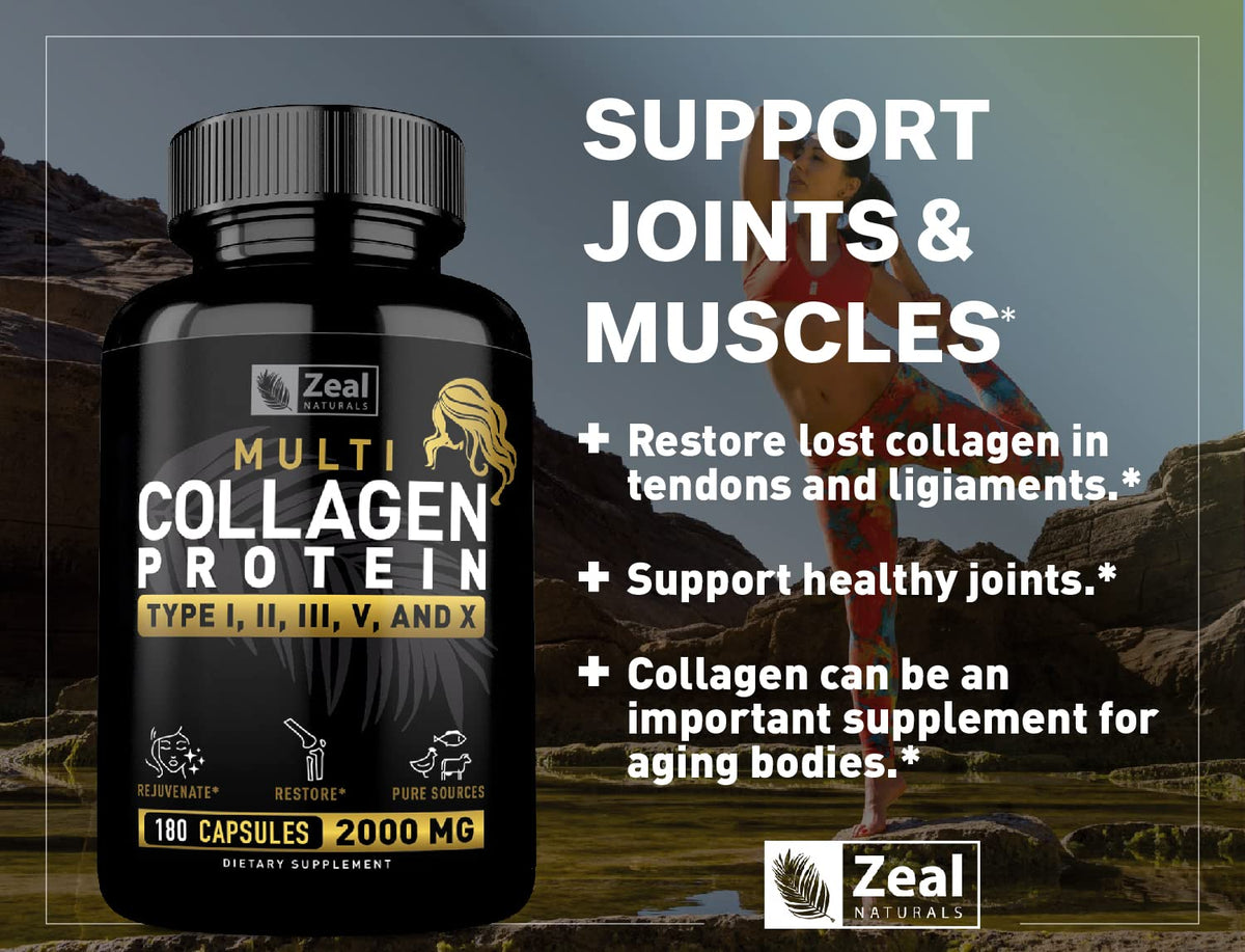 Gélules de collagène Zeal Naturals sur une table
