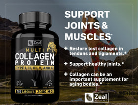 Gélules de collagène Zeal Naturals sur une table