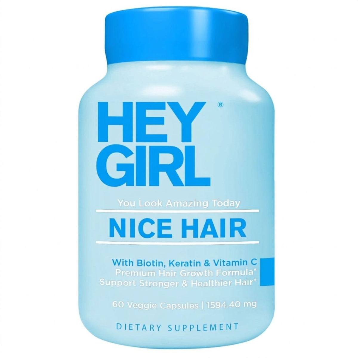 Gélules de compléments alimentaires Hey Girl Tea pour cheveux, boîte ouverte