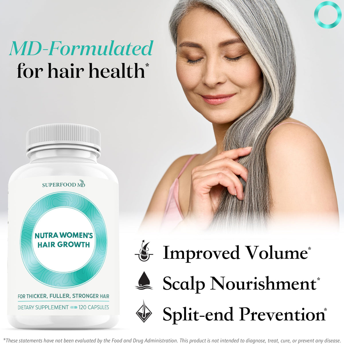 Gélules de compléments Superfood MD pour cheveux, à l'intérieur du flacon
