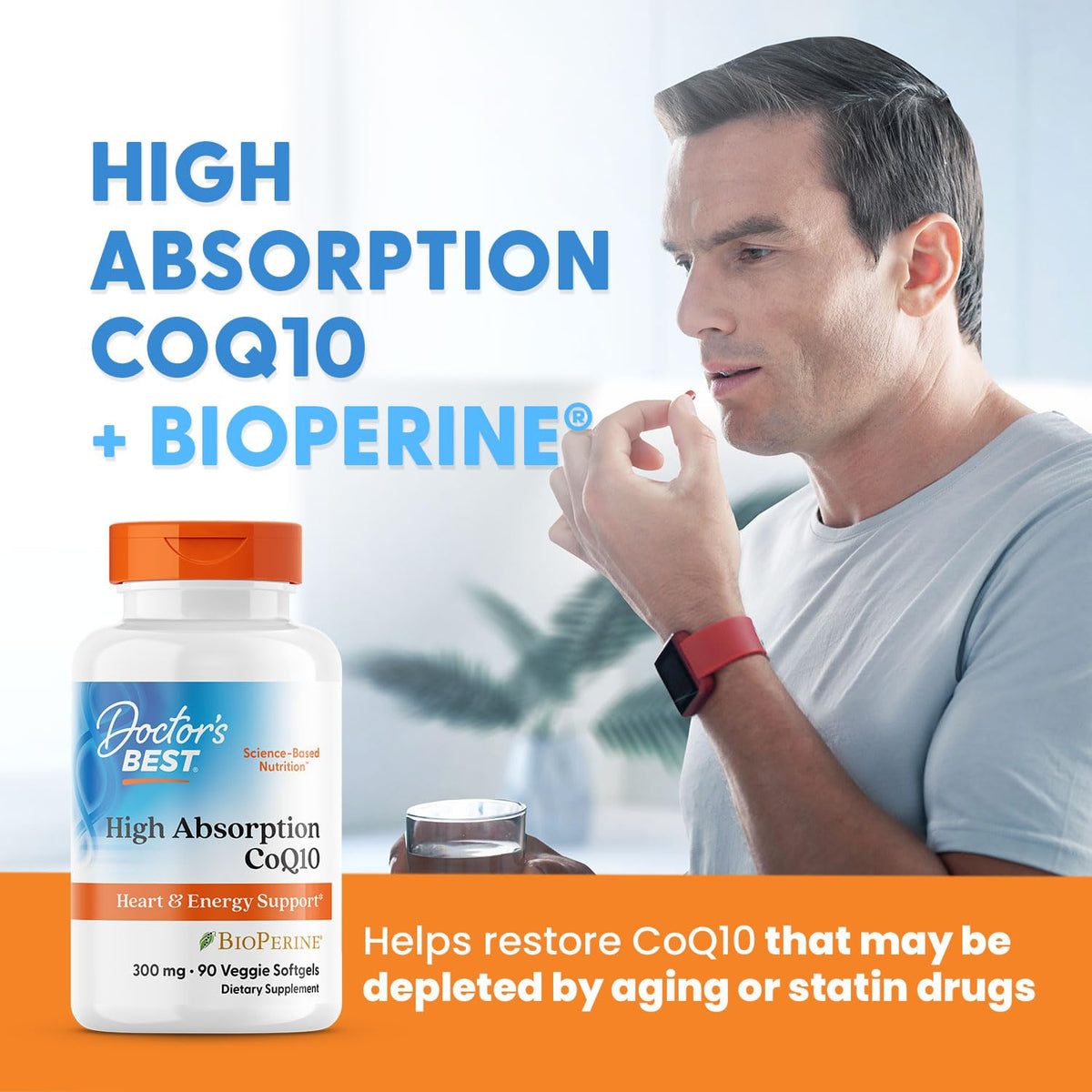 Gélules de CoQ10 300mg Doctor's BEST dans la main