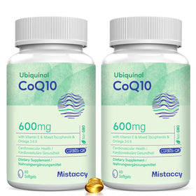 Gélules de CoQ10 600mg Ubiquinol Mistaccy en flacon