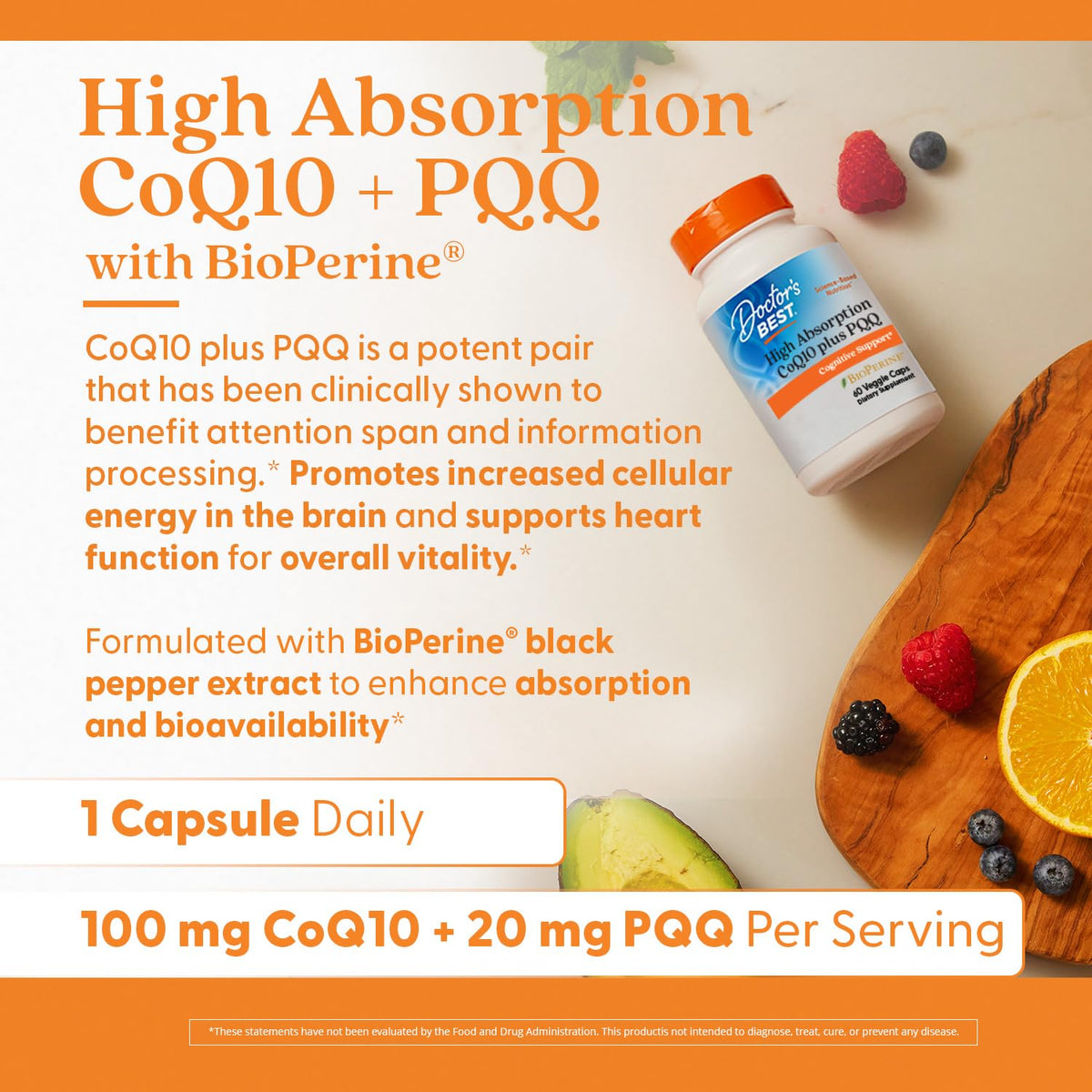 Gélules de CoQ10 Doctor's BEST avec PQQ, vue de près