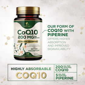 Gélules de CoQ10 Nature's Nutrition à côté d'un carnet