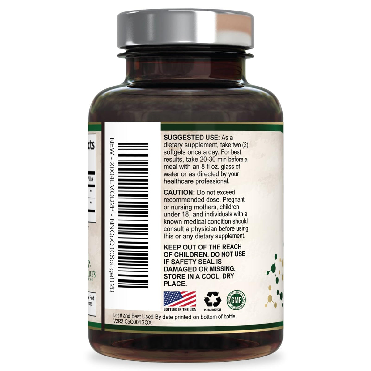 Gélules de CoQ10 Nature's Nutrition avec des ingrédients naturels