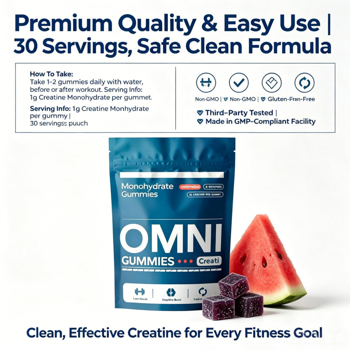 Gélules de créatine omni gummies dans un bol