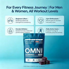 Gélules de créatine omni gummies prêtes à être consommées