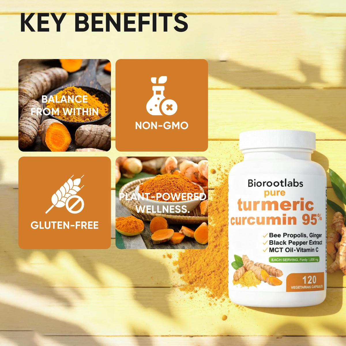 Gélules de curcuma avec ingrédients comme le gingembre et la propolis