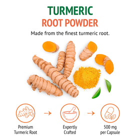 Gélules de curcuma Botanic Choice sur une table en bois
