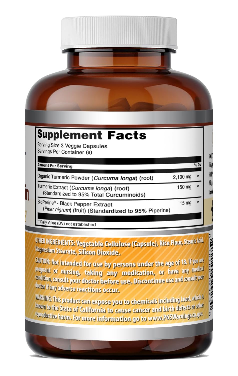 Gélules de Curcuma Curcumin d'Amazing Nutrition sur une table en bois