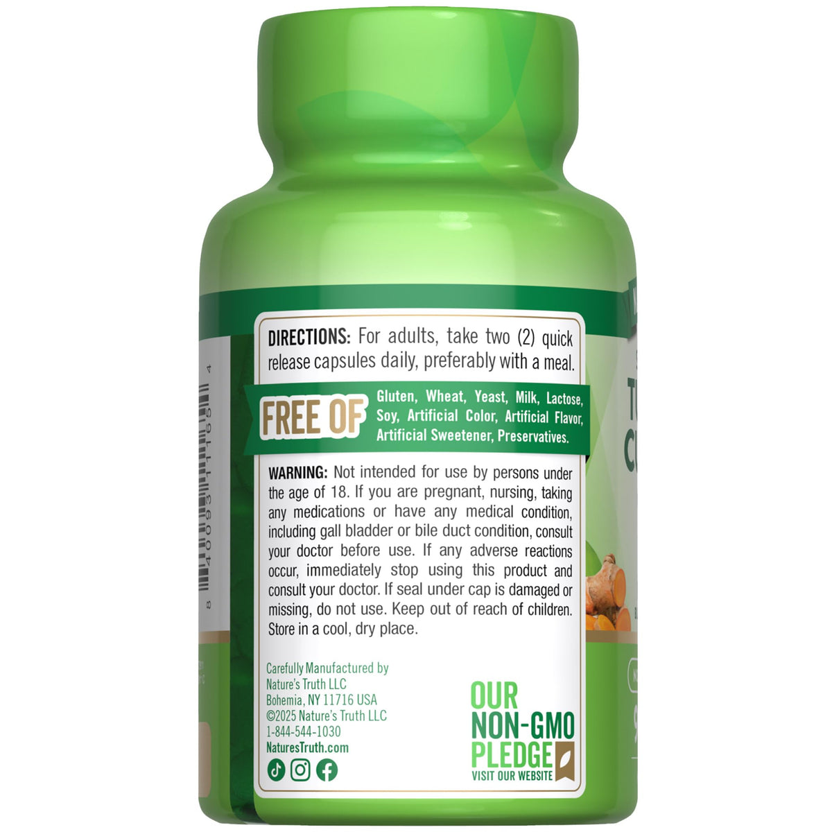 Gélules de Curcuma Curcumin Nature's Truth sur un fond blanc