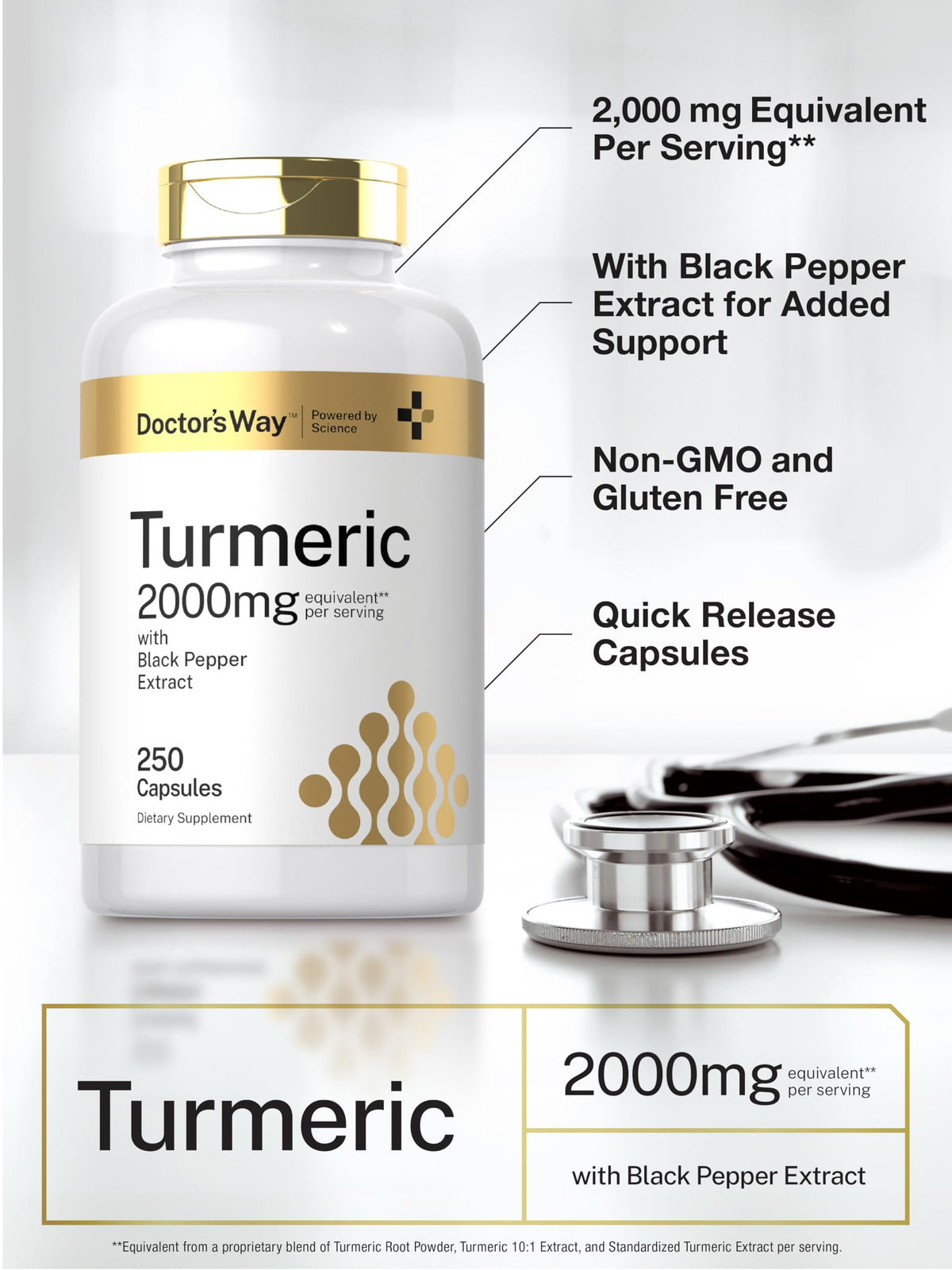 Gélules de Curcuma Doctor's Way avec une cuillère pour dosage