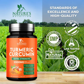 Gélules de Curcuma Nature's Nutrition sur fond blanc