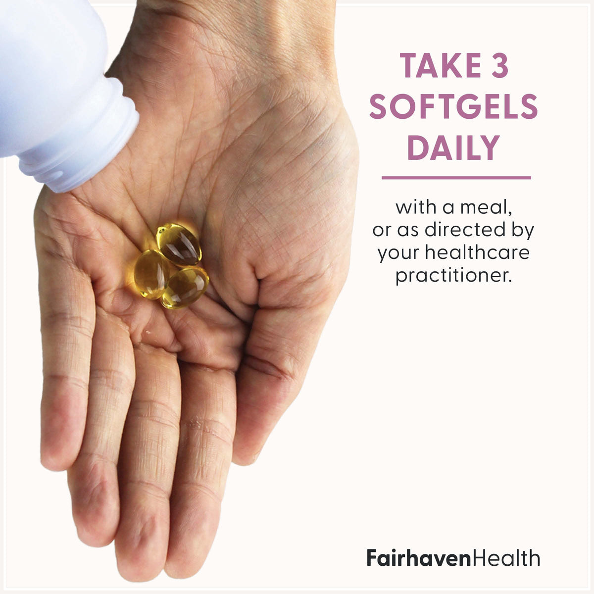 Gélules de DHA Prénatal Fairhaven Health sur une surface blanche