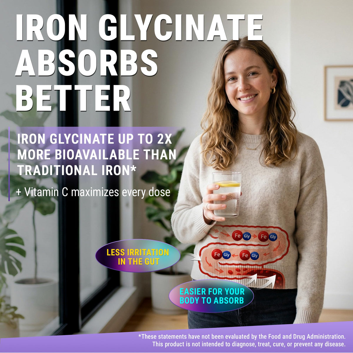 Gélules de Fer Glycinate 50mg New Elements en présentation